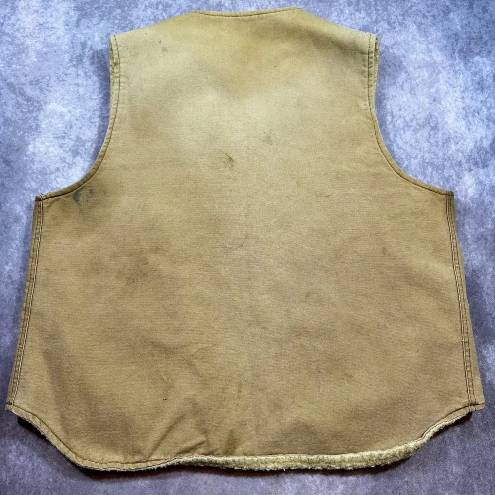 Vintage Carhartt Sherpa Lined Duck Canvas Vest Mens XXLT Tan Brown V02 BRN‎